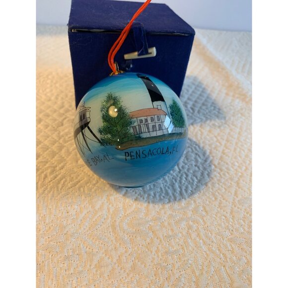 Vintage Beechcombers Lighthouse of Texas Glass Ornament with Box - Picture 4 of 11